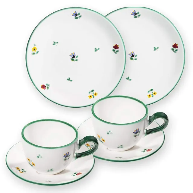 gmundner-keramik-breakfast-for-two-classic-geschirrset-streublume-handgemacht-in image 1