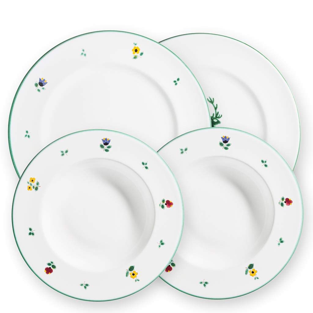 gmundner-keramik-dinner-geschirr-set-dinner-for-two-gourmet-streublumen-4-teilig image 1