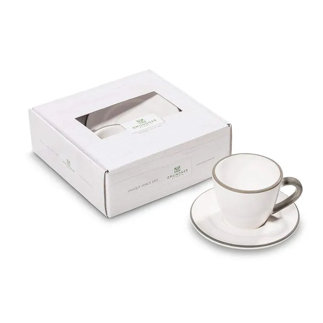 gmundner-keramik-espresso-for-you-gourmet-geschirrset-grauer-rand-2-teilig-espre image 1