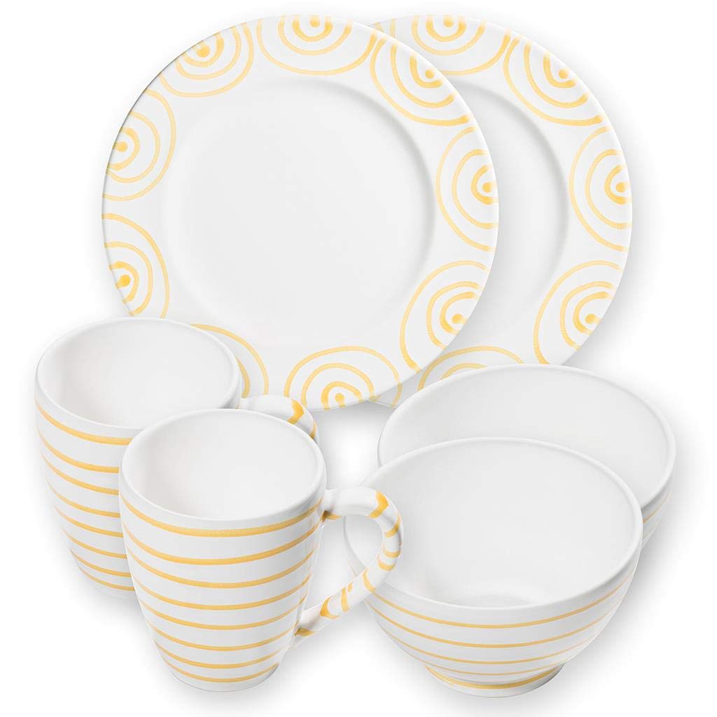gmundner-keramik-gelbgeflammt-h-ttenfr-hst-ck-gourmet-f-r-2-geschirrset-6-teilig image 1