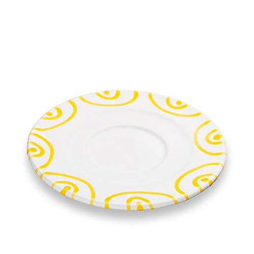 gmundner-keramik-unterteller-cappuccino-gourmet-14-cm-gelbgeflammt image 3