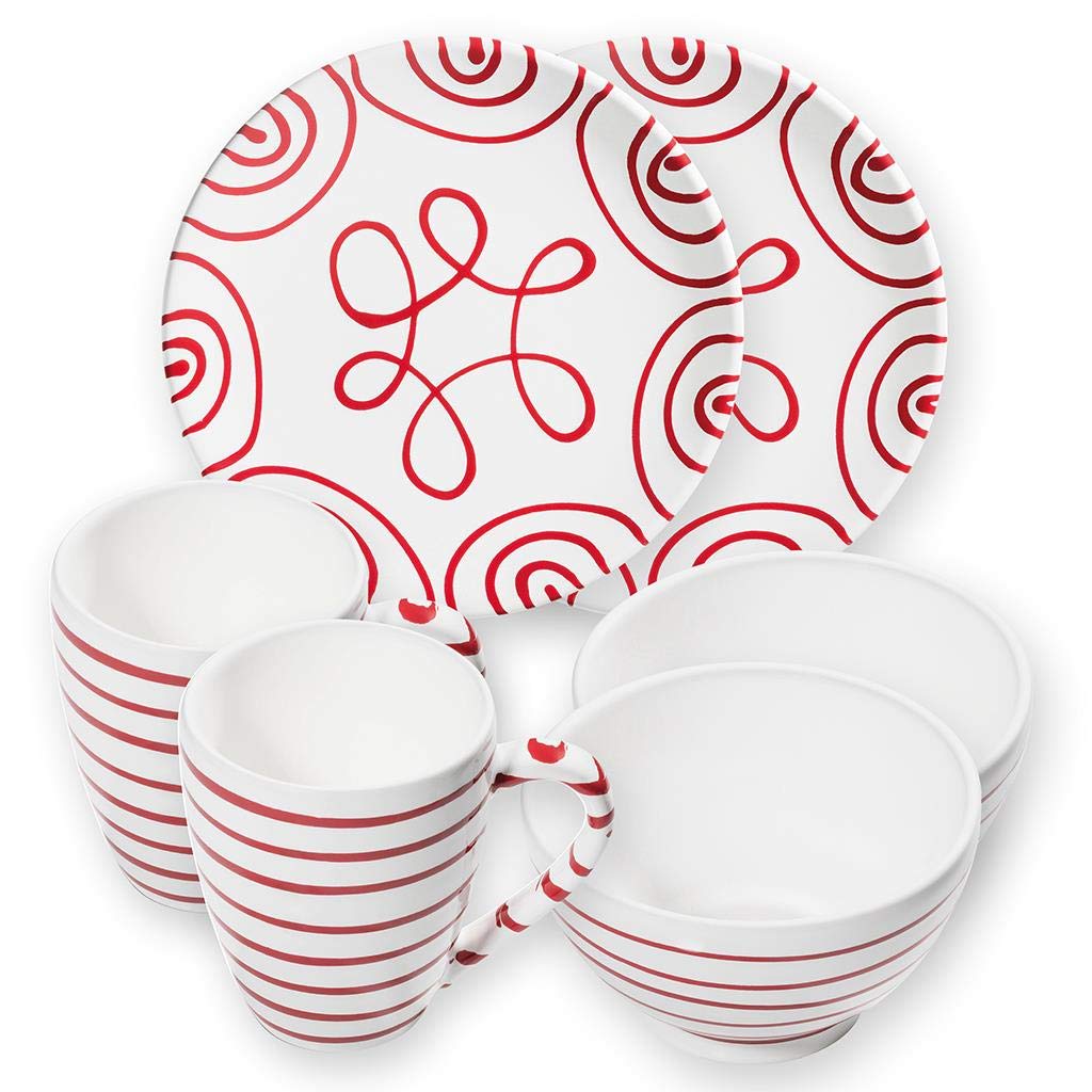 gmundner-keramik-h-ttenfr-hst-ck-cup-f-r-2-geschirrset-rotgeflammt-6-teilig image 1