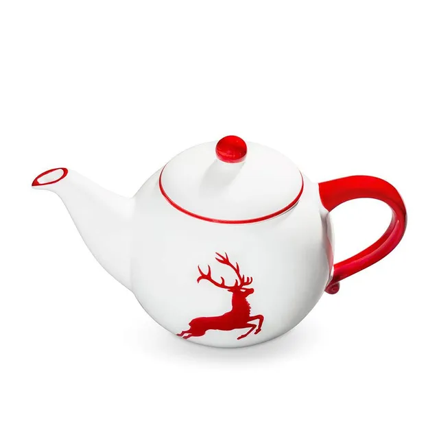 gmundner-keramik-teekanne-glatt-1-5-liter-rubinroter-hirsch image 1
