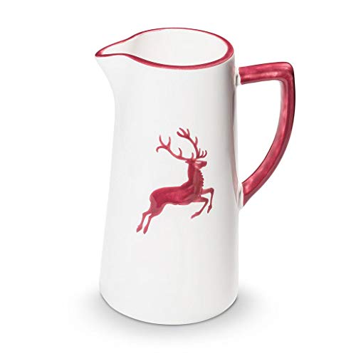gmundner-keramik-wasserkrug-bordeauxroter-hirsch-1-2-liter-handgemacht-in-sterre image 4