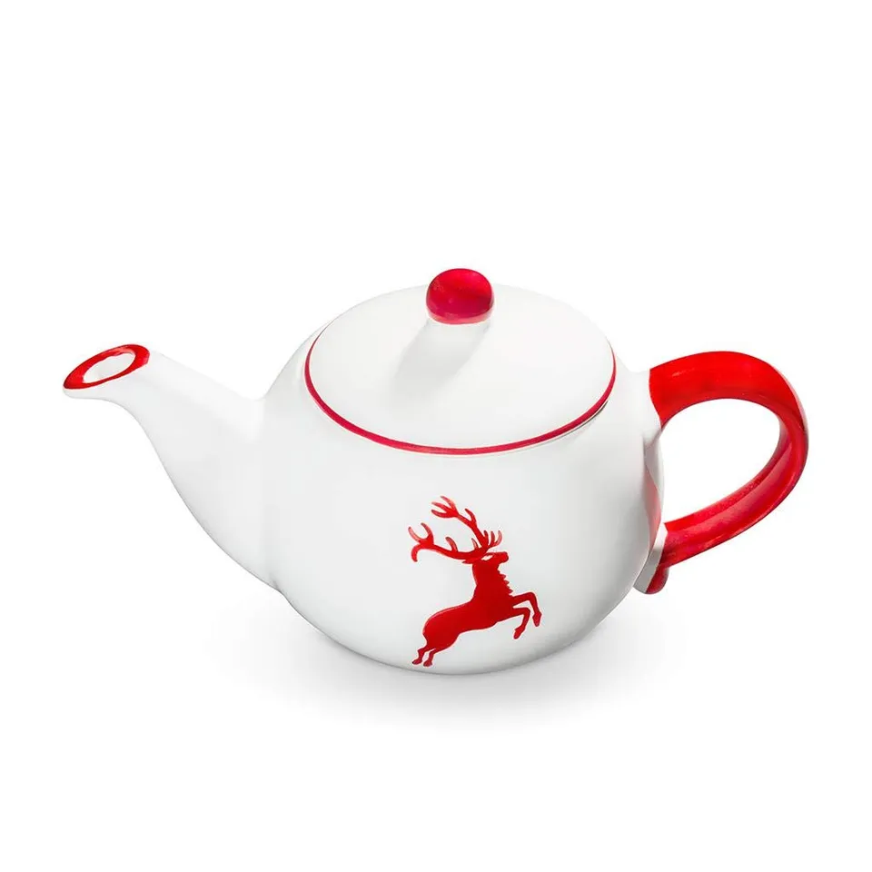 gmundner-keramik-teekanne-glatt-rubinroter-hirsch-0-5-liter-handgemacht-in-sterr image 1