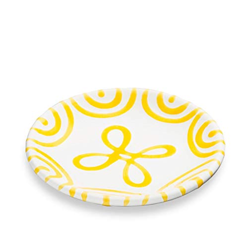 gmundner-keramik-unterteller-f-r-mokkatasse-11-cm-gelbgeflammt-handgemachte-kera image 3