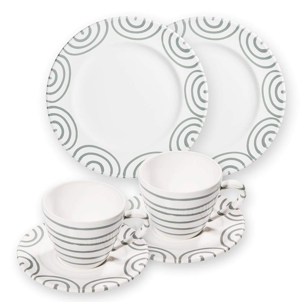 gmundner-keramik-breakfast-for-two-gourmet-geschirrset-graugeflammt-6-teilig-han image 1