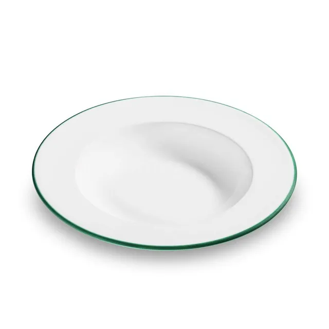 gmundner-keramik-suppenteller-gourmet-24-cm-dekor-gr-ner-rand-handgemacht-in-ste image 1