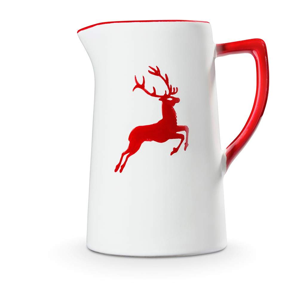 gmundner-keramik-wasserkrug-0-7-liter-rubinroter-hirsch-handgemacht-in-sterreich image 2
