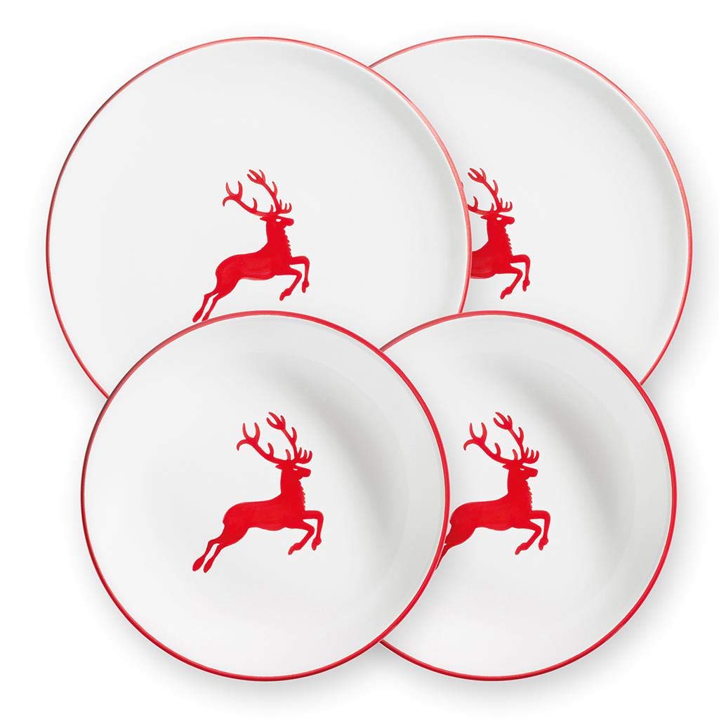 gmundner-keramik-dinner-for-two-classic-geschirrset-rubinroter-hirsch-4-teilig-h image 1