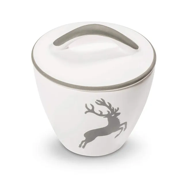 gmundner-keramik-grauer-hirsch-zuckerdose-gourmet-9-cm image 1