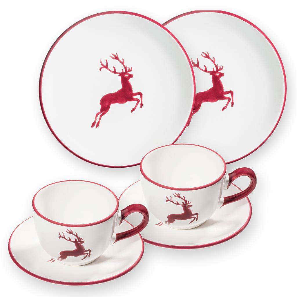 gmundner-keramik-breakfast-for-two-classic-bordeauxroter-hirsch image 1