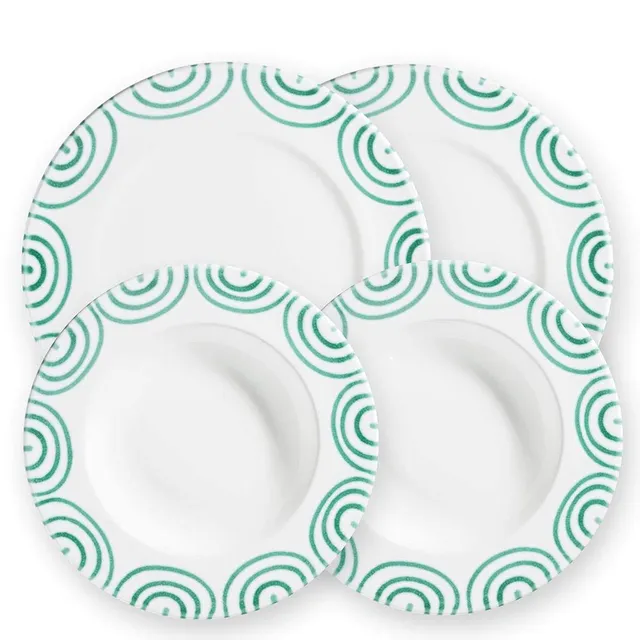 gmundner-keramik-dinner-for-two-gourmet-geschirrset-gr-ngeflammt-4-teilig-2-supp image 1