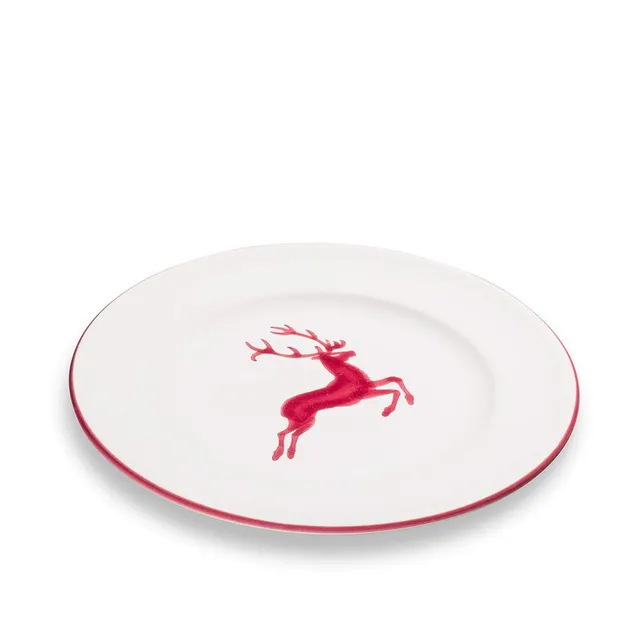gmundner-keramik-dessertteller-gourmet-18-cm-bordeauxroter-hirsch image 1