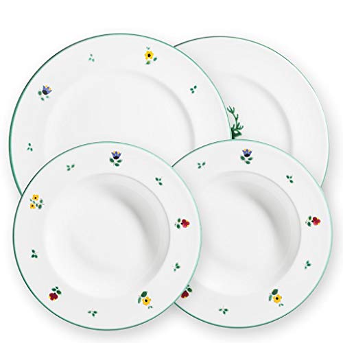 gmundner-keramik-dinner-geschirr-set-dinner-for-two-gourmet-streublumen-4-teilig image 3