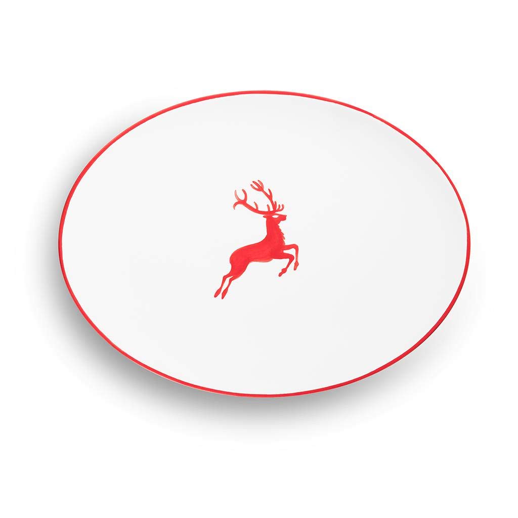 gmundner-keramik-platte-oval-rubinroter-hirsch-28-x-21-cm-handgemacht-in-sterrei image 2