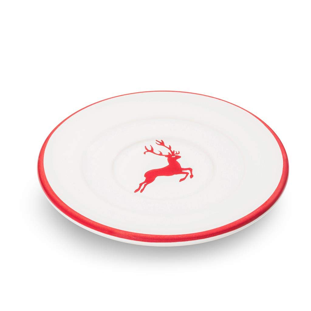 gmundner-keramik-unterteller-espresso-gourmet-11-cm-rubinroter-hirsch-handgemach image 1