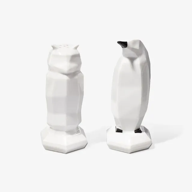 augarten-geschenkset-salz-und-pfefferstreuer-eule-pinguin-wei-handbemalt image 1