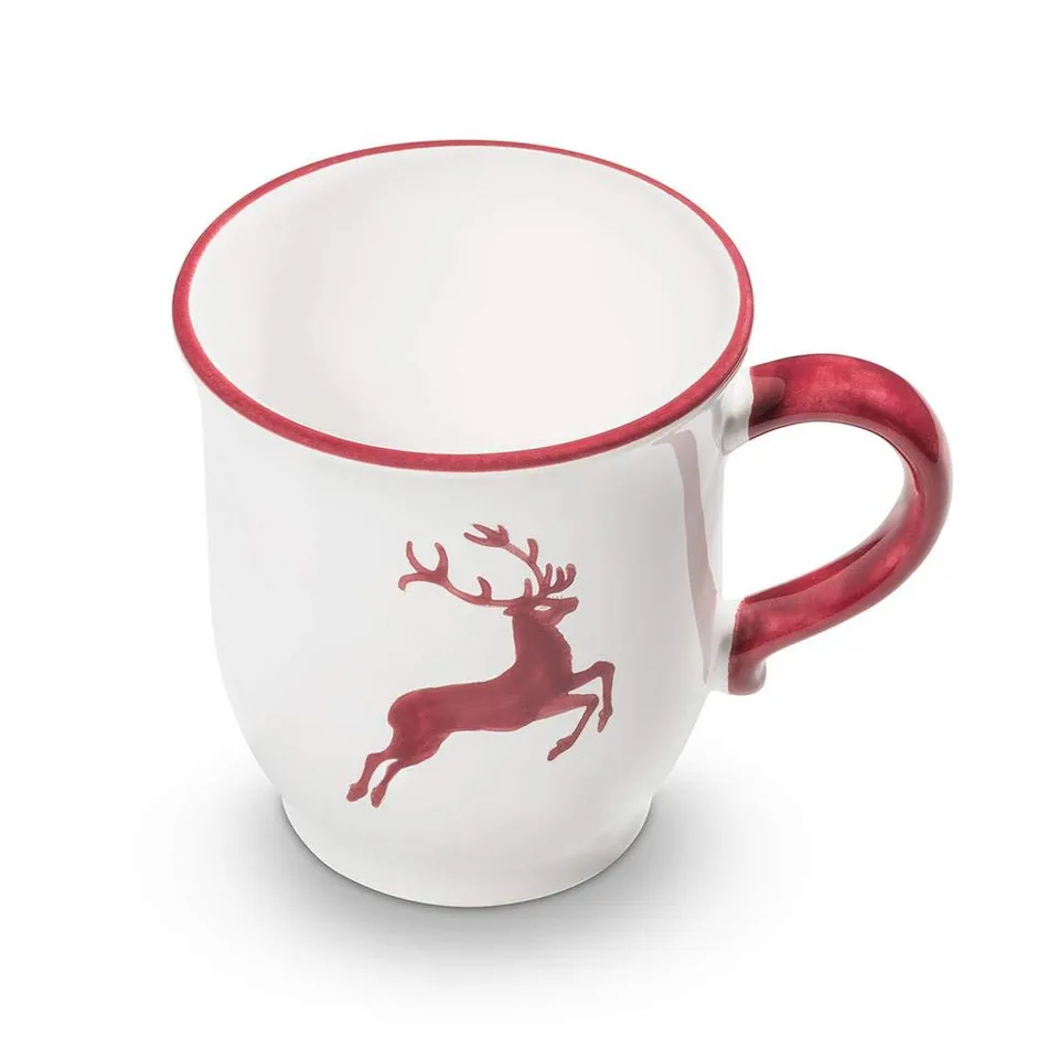 gmundner-keramik-schokotasse-300-ml-bordeauxroter-hirsch-handgemacht image 1