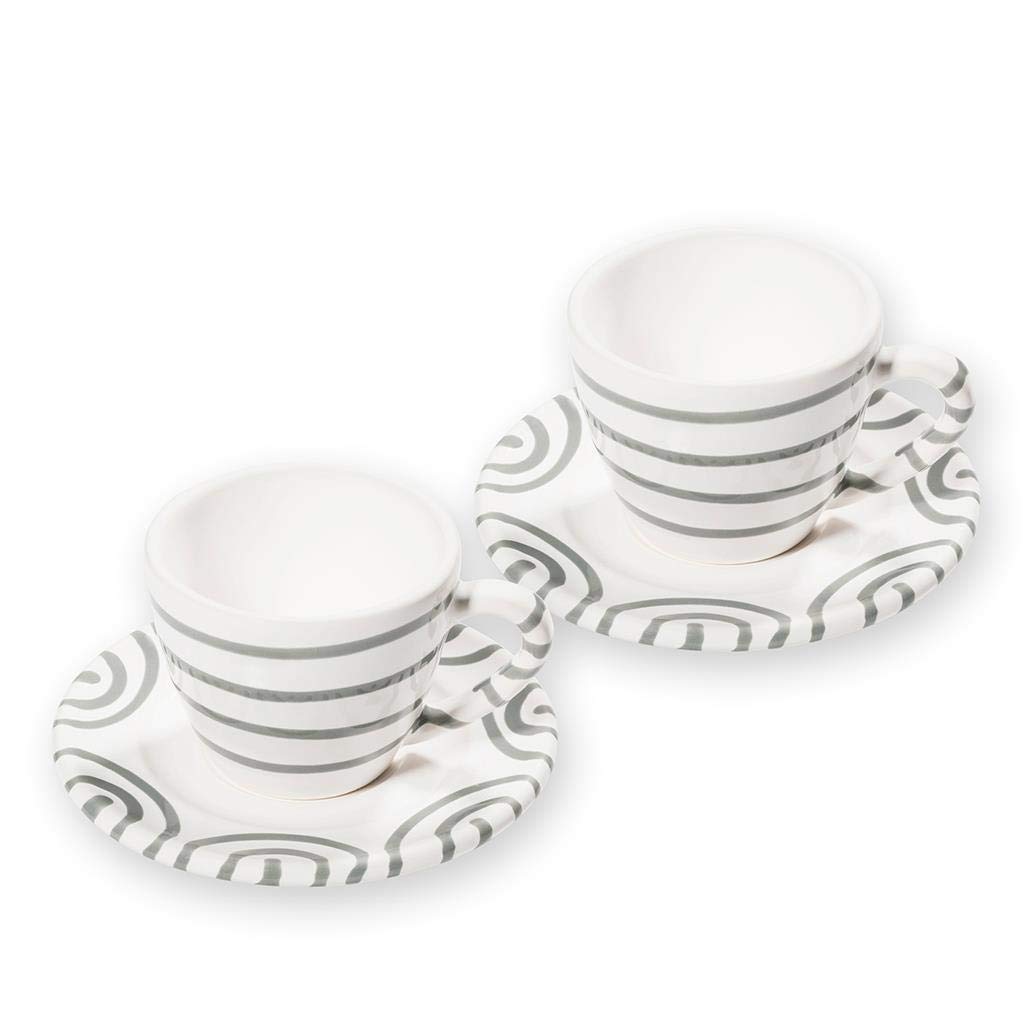 gmundner-keramik-espresso-f-r-2-gourmet-geschirrset-4-teilig-graugeflammt image 1
