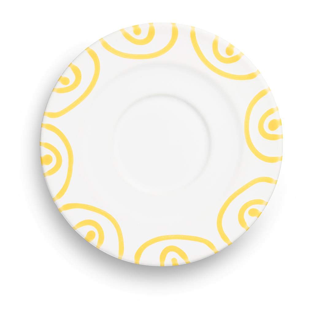 gmundner-keramik-unterteller-cappuccino-gourmet-14-cm-gelbgeflammt image 2