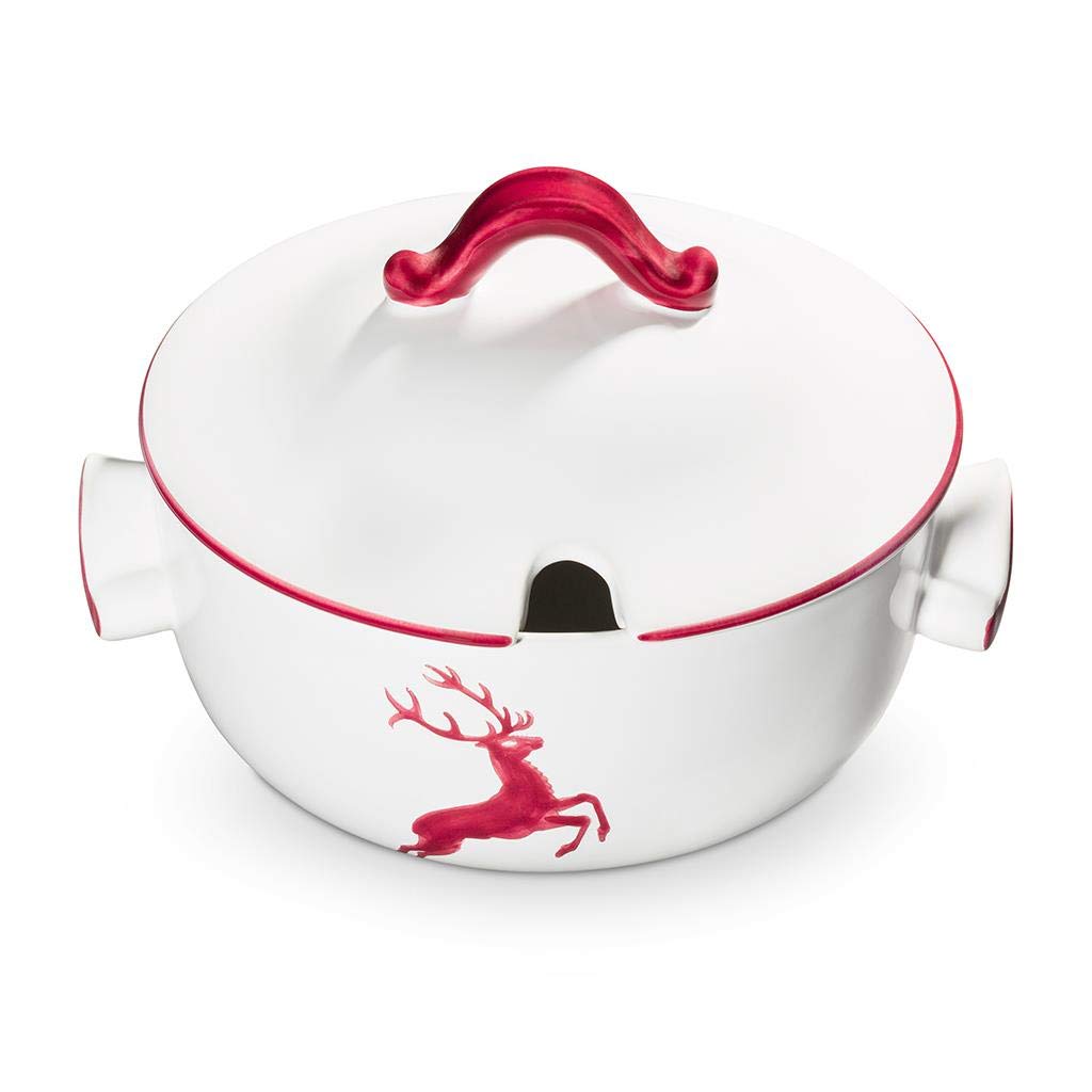 gmundner-keramik-suppentopf-glatt-2-liter-bordeauxroter-hirsch-handgefertigte-ke image 1
