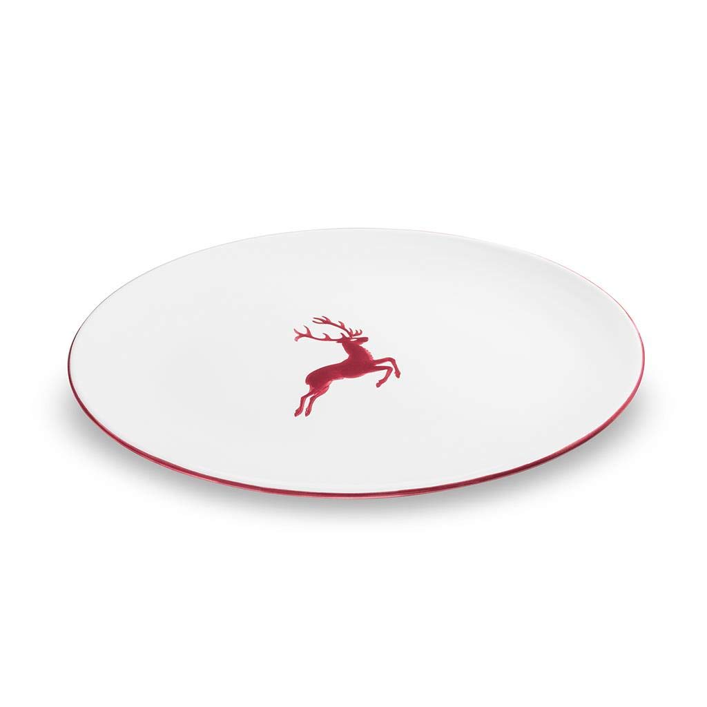 gmundner-keramik-platte-oval-bordeauxroter-hirsch-33-x-26-cm-handgemacht-in-ster image 1