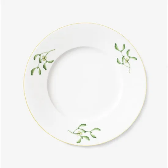 augarten-speiseteller-schubert-28-cm-mit-mistelzweig-dekor-und-goldrand image 1