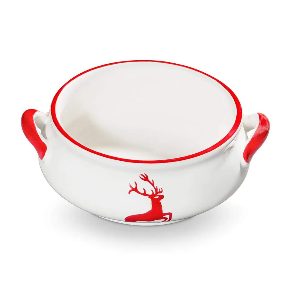 gmundner-keramik-suppenschale-rubinroter-hirsch-370-ml-handgemachte-keramik-aus- image 1