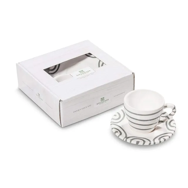 gmundner-keramik-espresso-for-you-gourmet-kaffeeset-2-teilig-graugeflammt-handge image 1