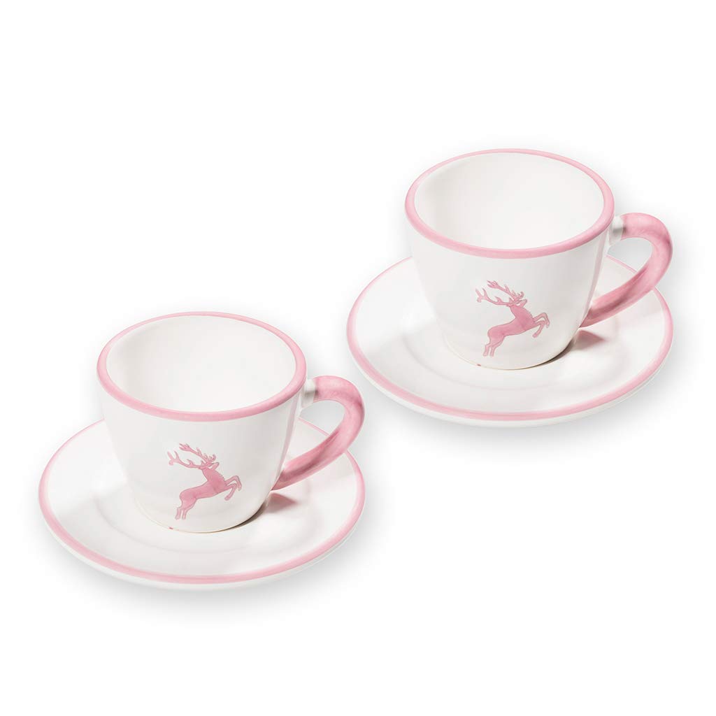 gmundner-keramik-espresso-f-r-2-gourmet-kaffeeset-4-teilig-rosa-hirsch image 1