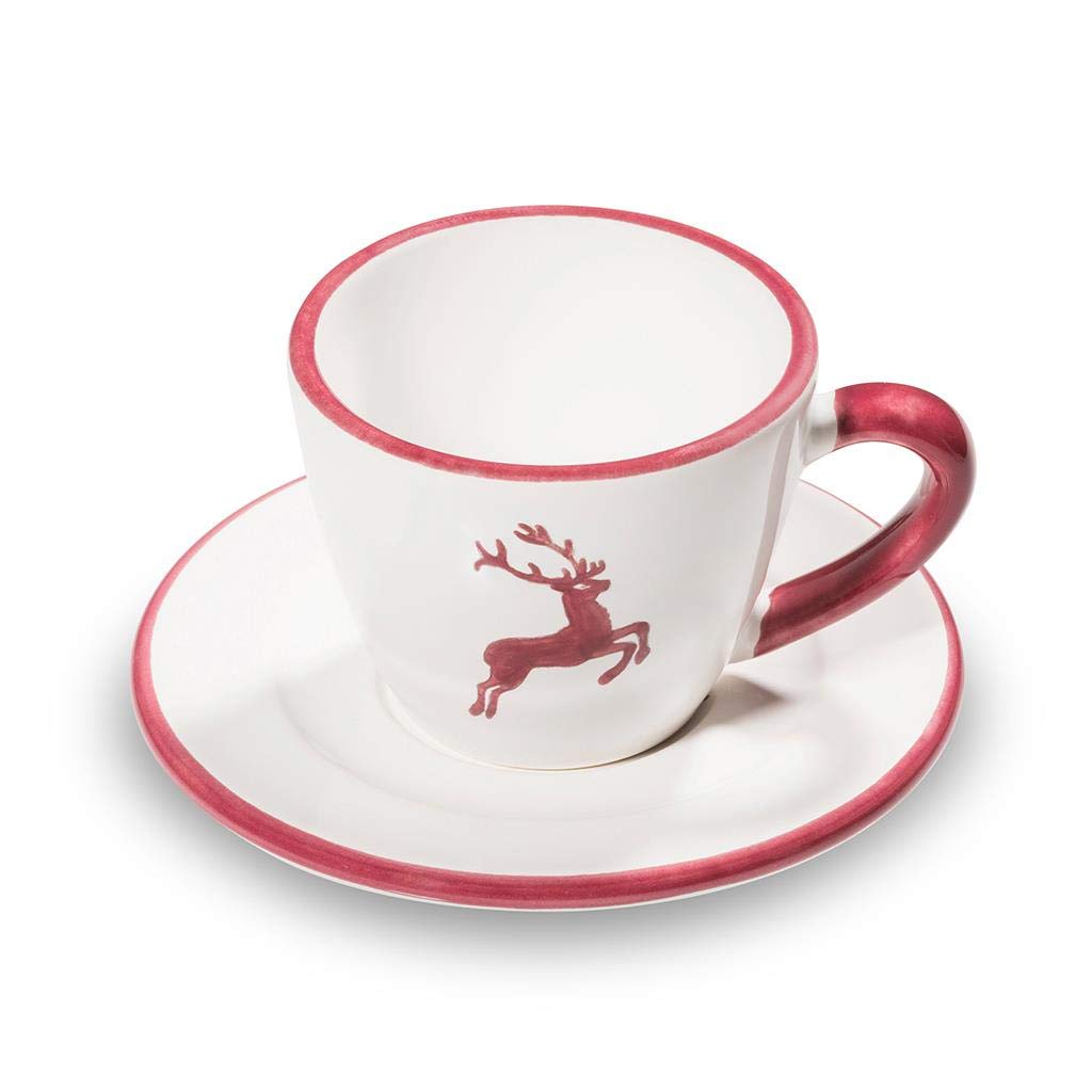 gmundner-keramik-espresso-for-you-gourmet-geschirrset-bordeauxroter-hirsch-handg image 2