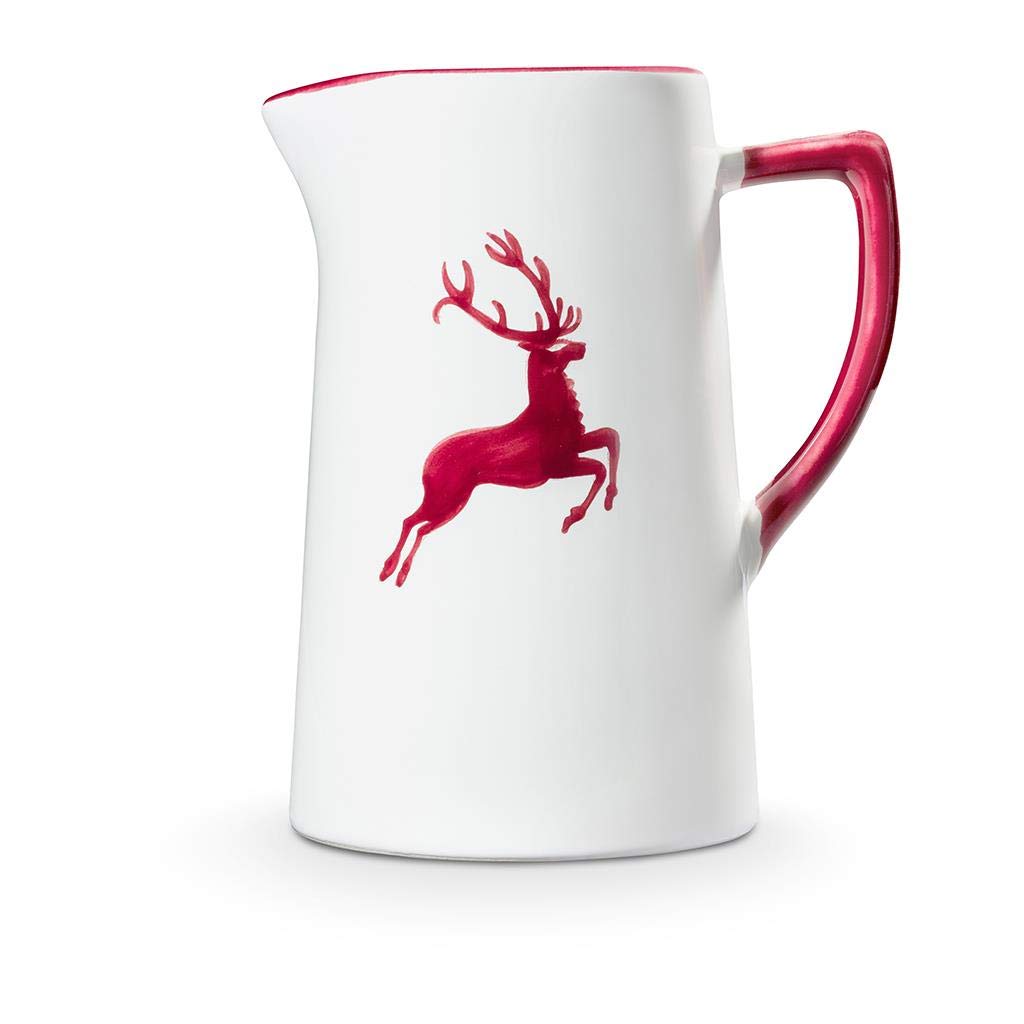 gmundner-keramik-wasserkrug-bordeauxroter-hirsch-0-7-liter-handgemacht-in-sterre image 2