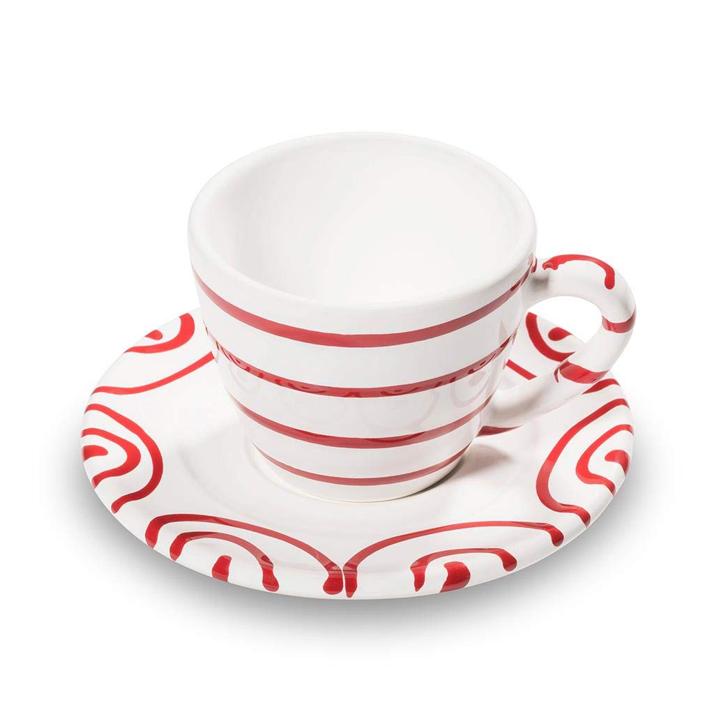 gmundner-keramik-rotgeflammt-espresso-for-you-gourmet-geschirrset-tasse-untertel image 2