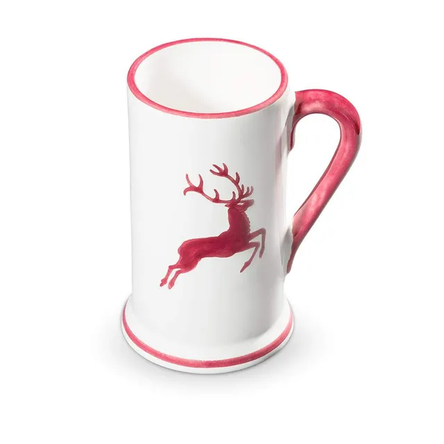 gmundner-keramik-bierkrug-0-3-liter-bordeauxroter-hirsch image 1