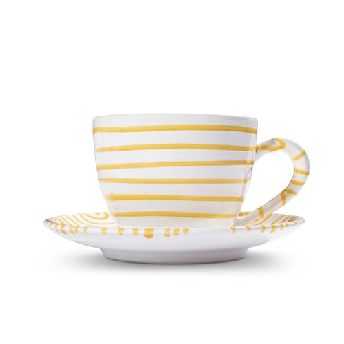 gmundner-keramik-gelbgeflammt-teetasse-maxima-mit-unterteller-im-geschenkkarton image 6