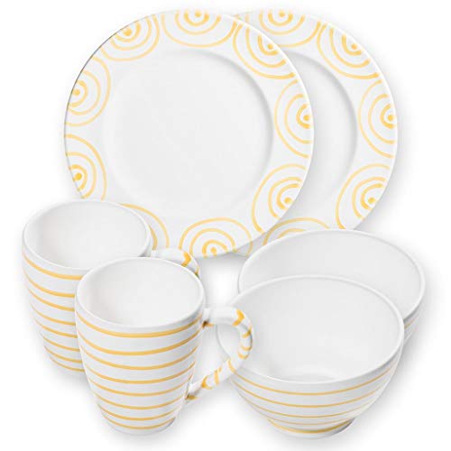 gmundner-keramik-gelbgeflammt-h-ttenfr-hst-ck-gourmet-f-r-2-geschirrset-6-teilig image 2