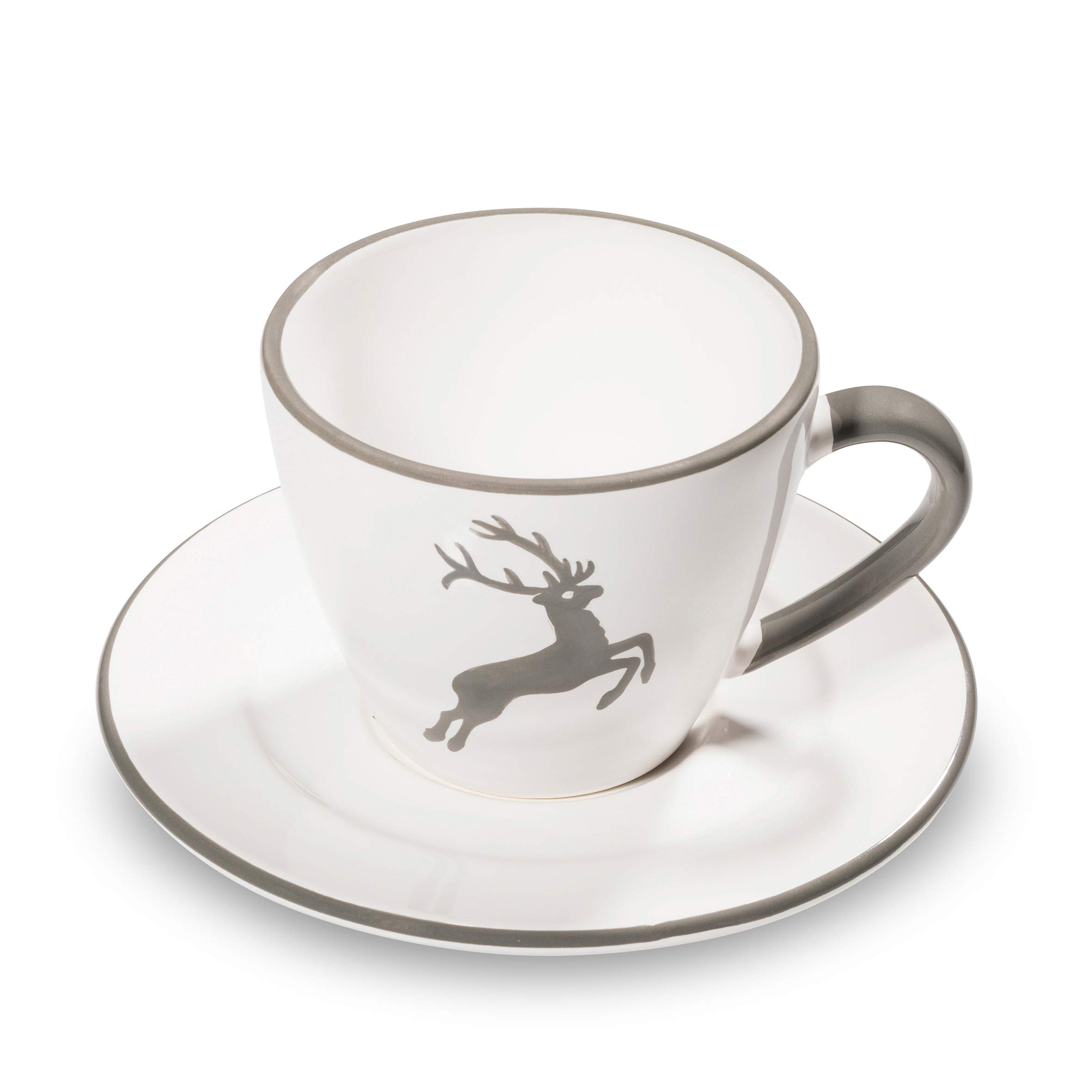 gmundner-keramik-grauer-hirsch-kaffeetasse-gourmet-mit-untertasse-set image 1
