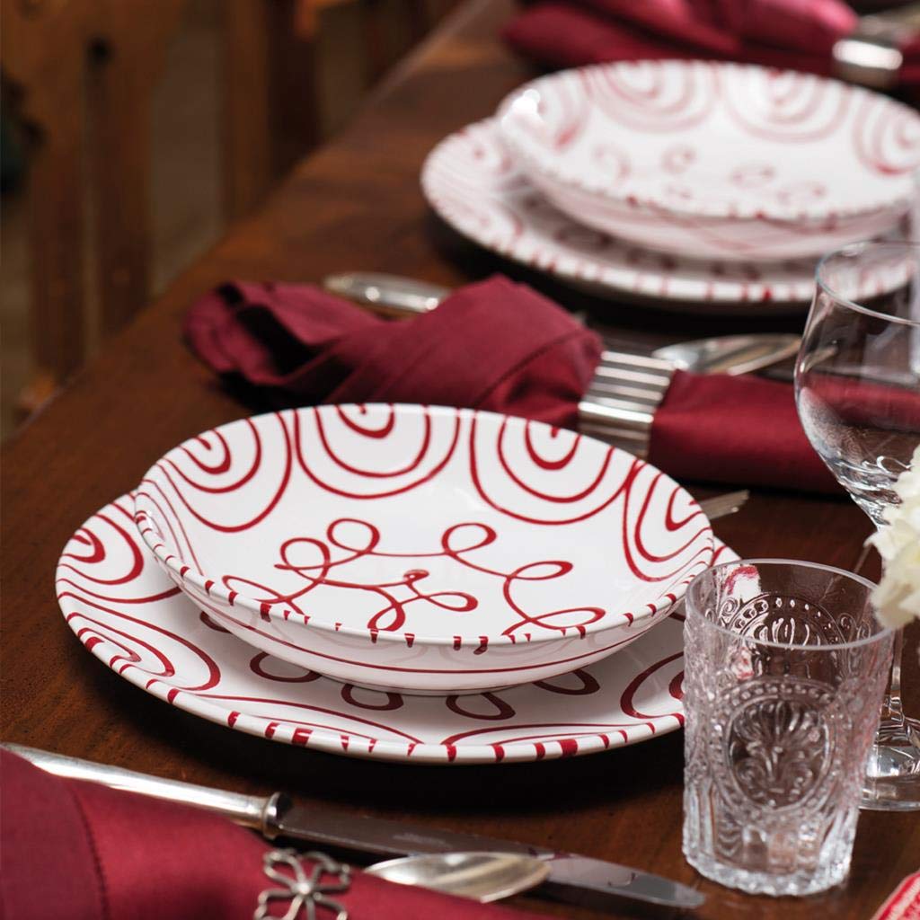 gmundner-keramik-dinner-for-two-classic-geschirrset-rotgeflammt-4-teilig-handgem image 2