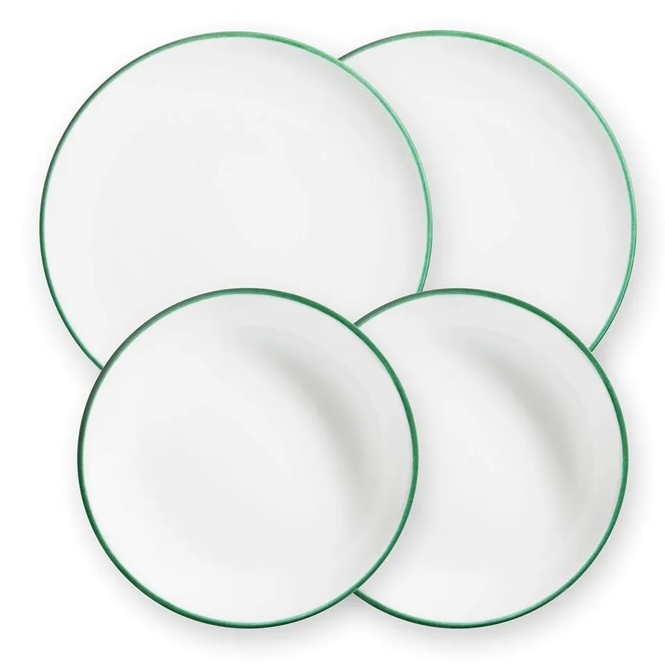 gmundner-keramik-dinner-for-two-classic-geschirrset-gr-ner-rand image 1