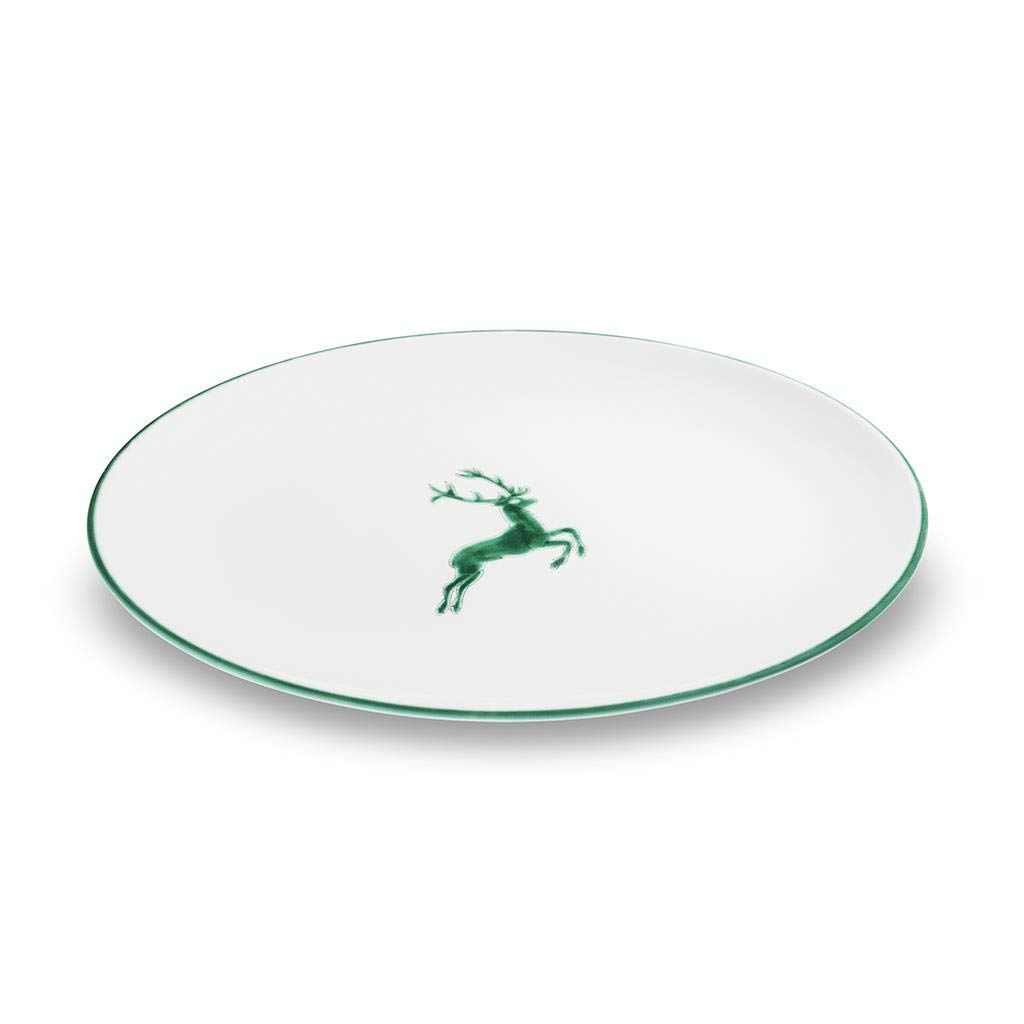 gmundner-keramik-platte-oval-gr-ner-hirsch-33-x-26-x-2-5-cm-handgemacht-in-sterr image 1