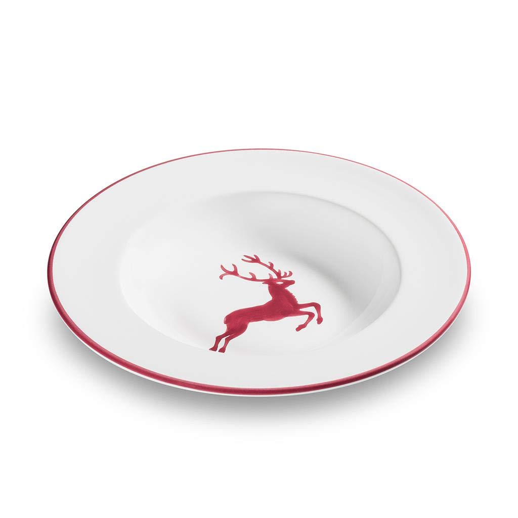 gmundner-keramik-suppenteller-gourmet-24-cm-bordeauxroter-hirsch image 1