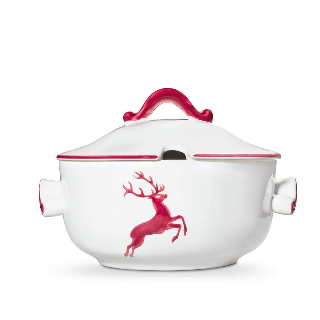 gmundner-keramik-suppentopf-glatt-2-liter-bordeauxroter-hirsch-handgefertigte-ke image 2