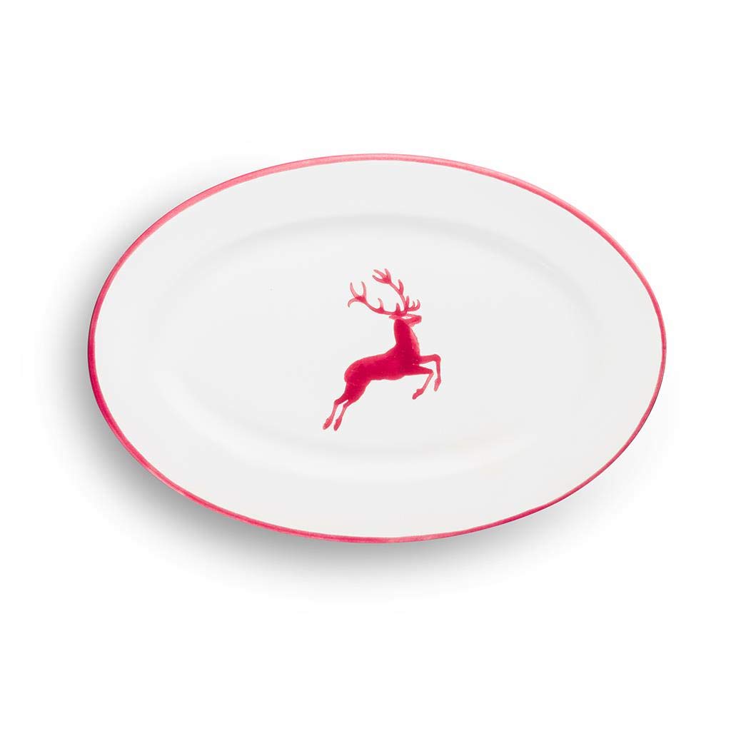 gmundner-keramik-platte-oval-fahne-go-bordeauxroter-hirsch-21-x-14-cm-handgemach image 2