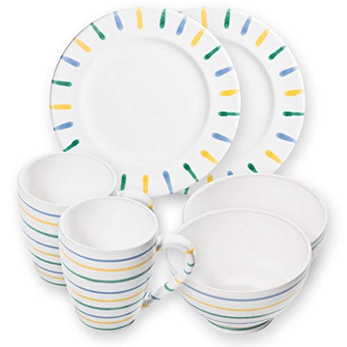 gmundner-keramik-h-ttenfr-hst-ck-gourmet-f-r-2-geschirrset-6-teilig-buntgeflammt image 2