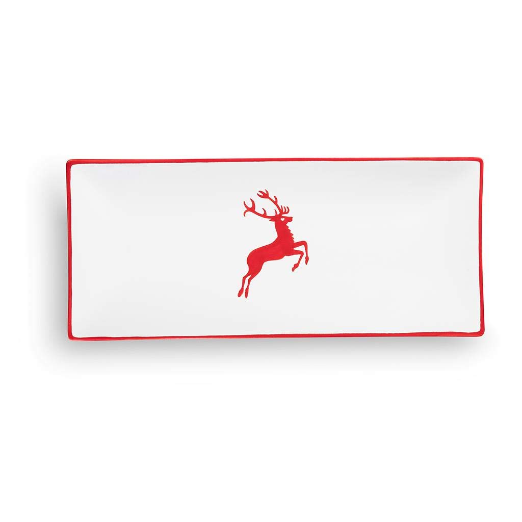 gmundner-keramik-platte-rechteckig-rubinroter-hirsch-36-x-15-cm-handgemacht-in-s image 2