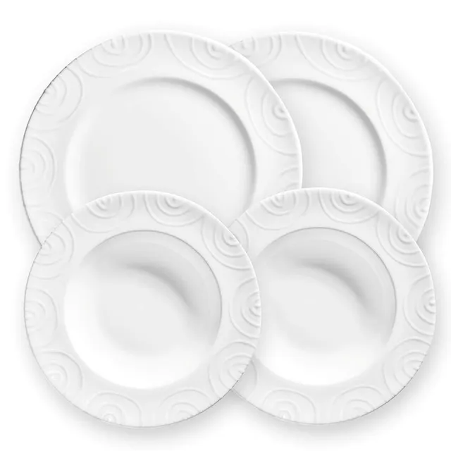 gmundner-keramik-dinner-for-two-gourmet-geschirrset-4-teilig-wei-geflammt image 1