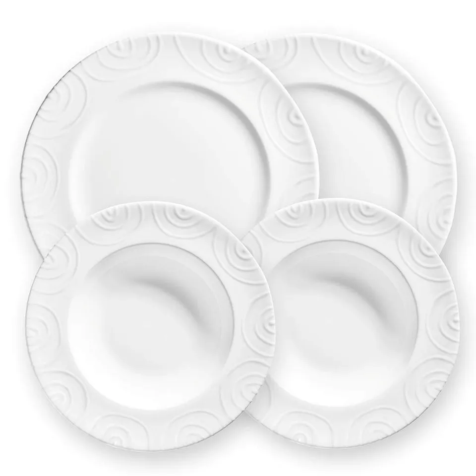 gmundner-keramik-dinner-for-two-gourmet-geschirrset-4-teilig-wei-geflammt image 1
