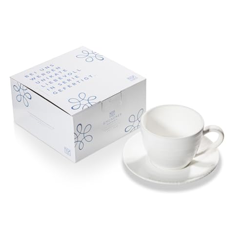 gmundner-keramik-geschirrset-teetasse-maxima-mit-unterteller-wei-geflammt-handge image 4