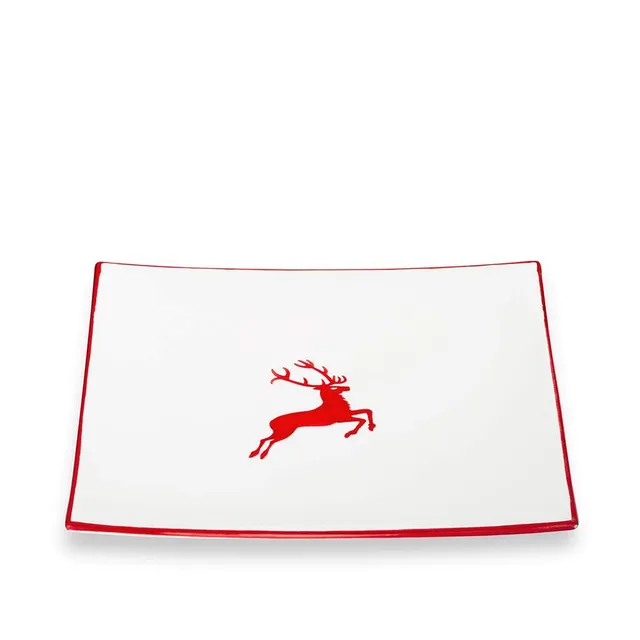gmundner-keramik-speiseteller-26-cm-rubinroter-hirsch image 1